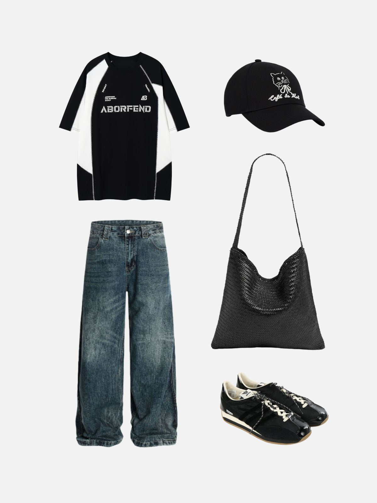 Haaura Oversized Color Block Asymmetric Stripe Reflective Print Tee