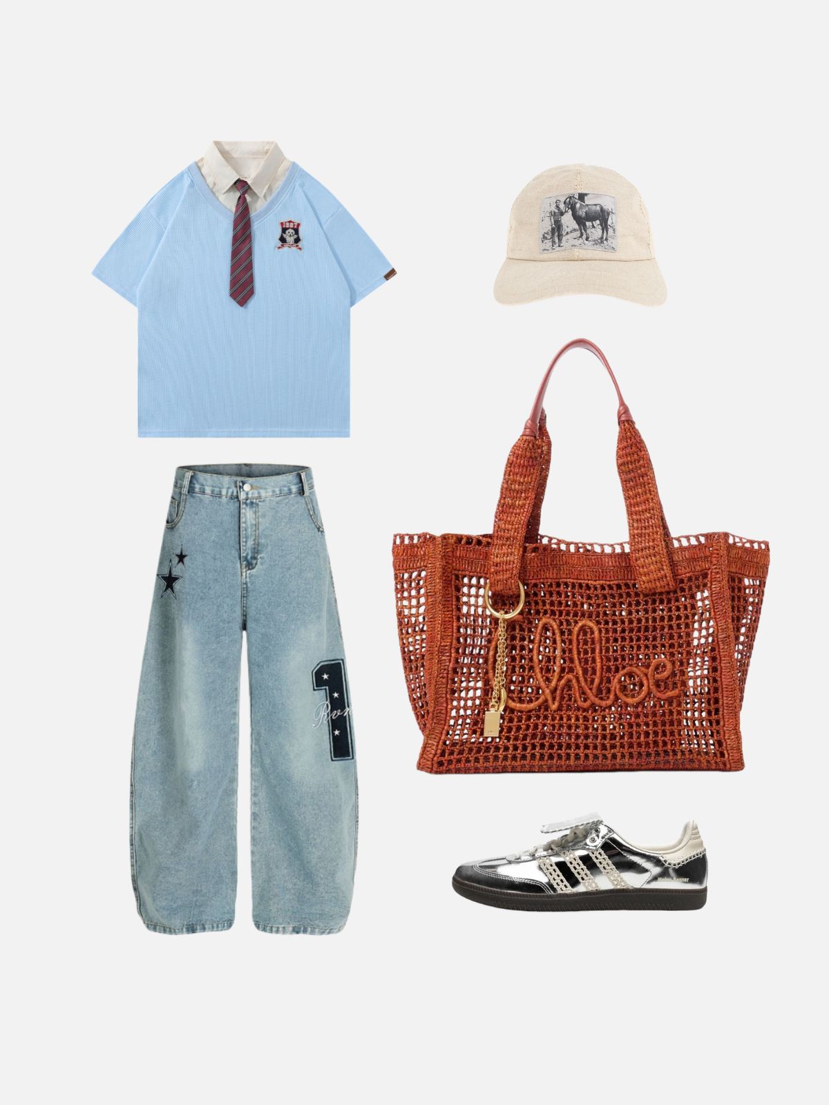 Haaura Layered Stripe Tie Tee
