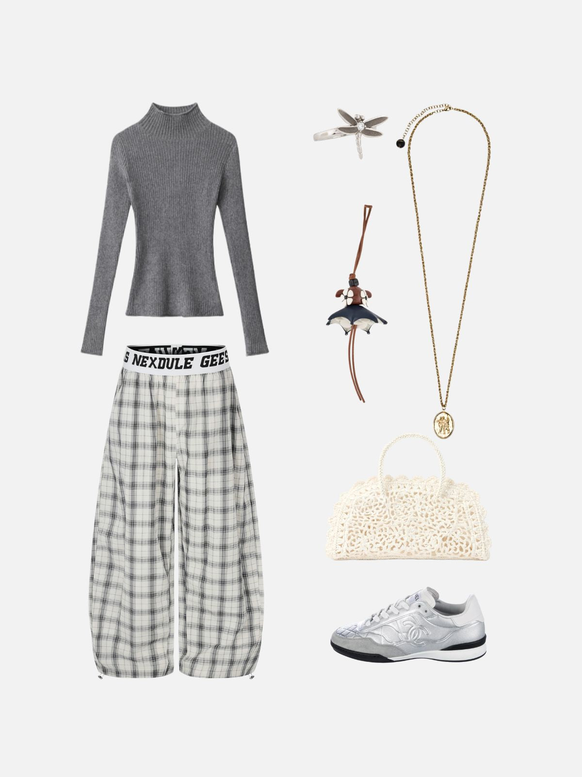 Haaura Retro Checkered Letter Baggy Pants