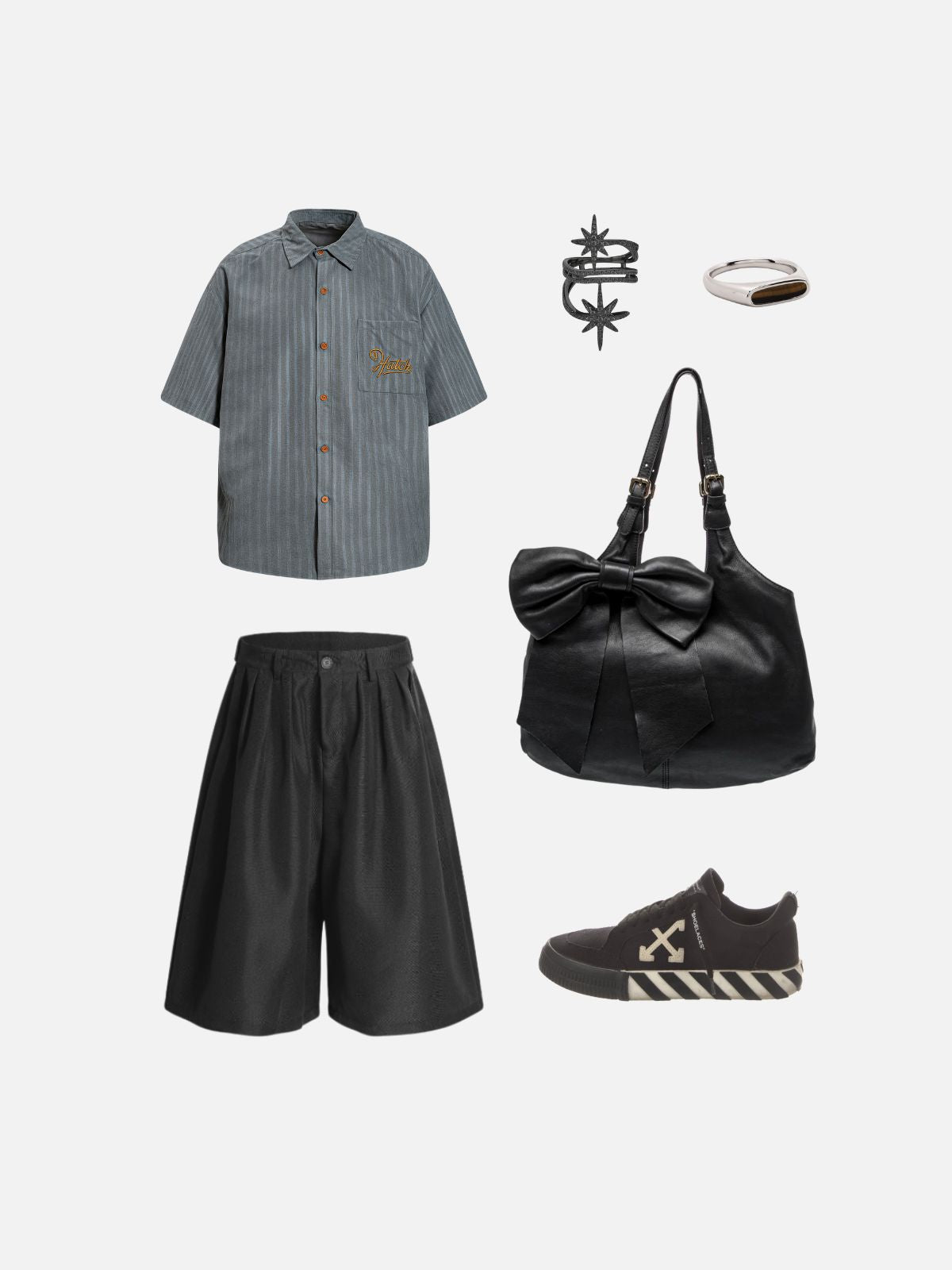 Haaura Vintage Pinstripe Script Logo Shirt