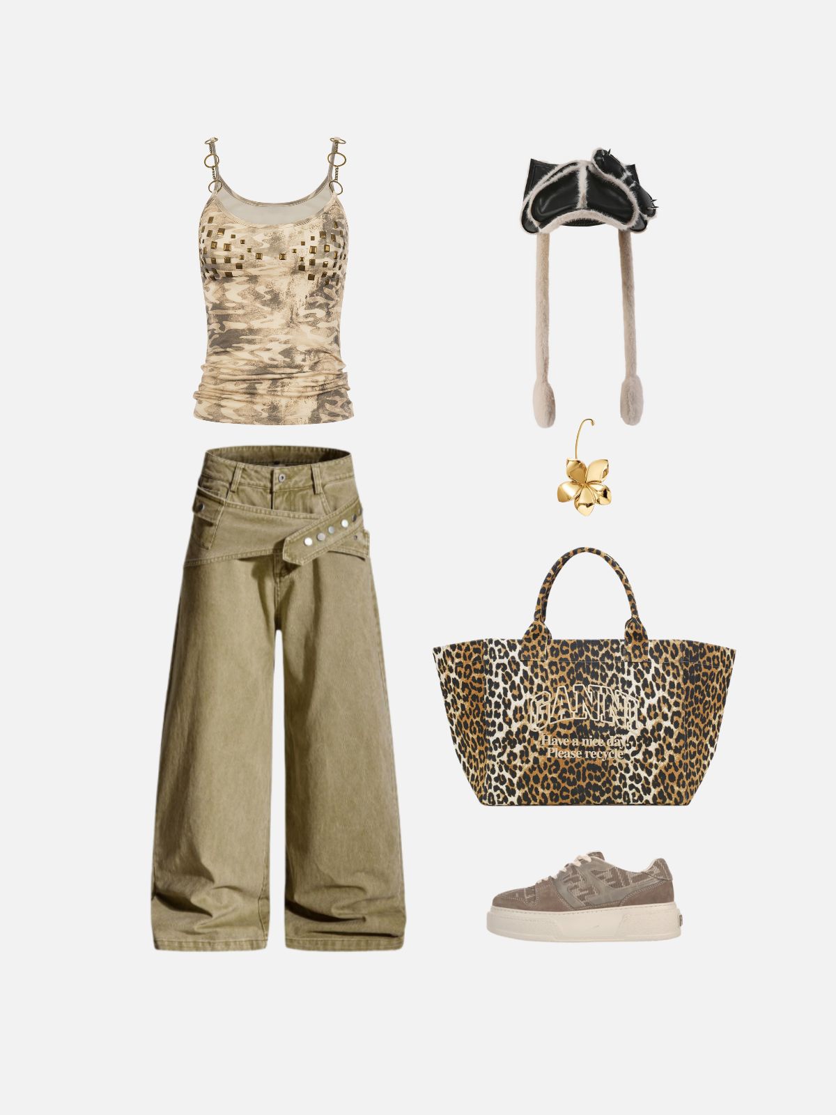 Haaura Studded CAMO Cami Top