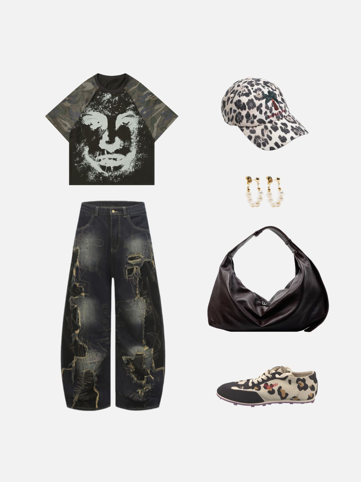 Haaura Distressed Smile Print Tee
