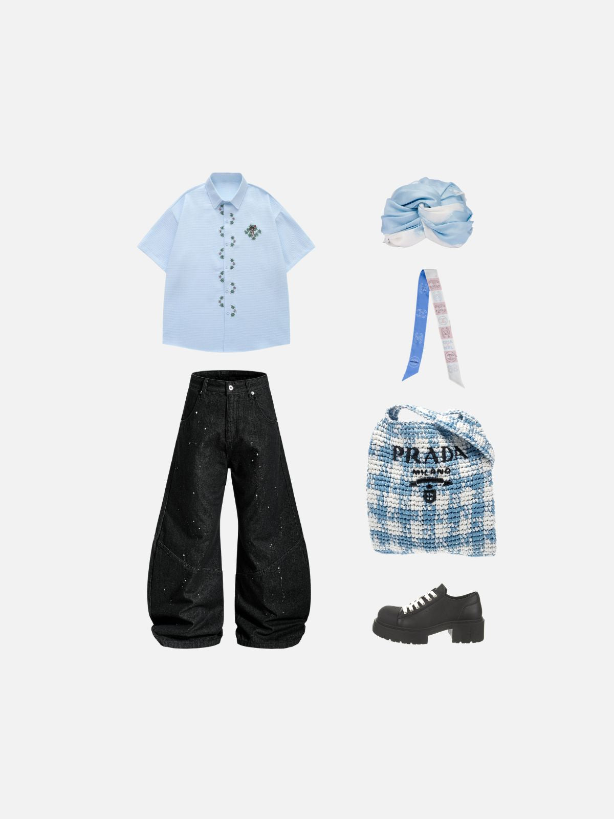 Haaura Splatter Baggy Barrel Jeans