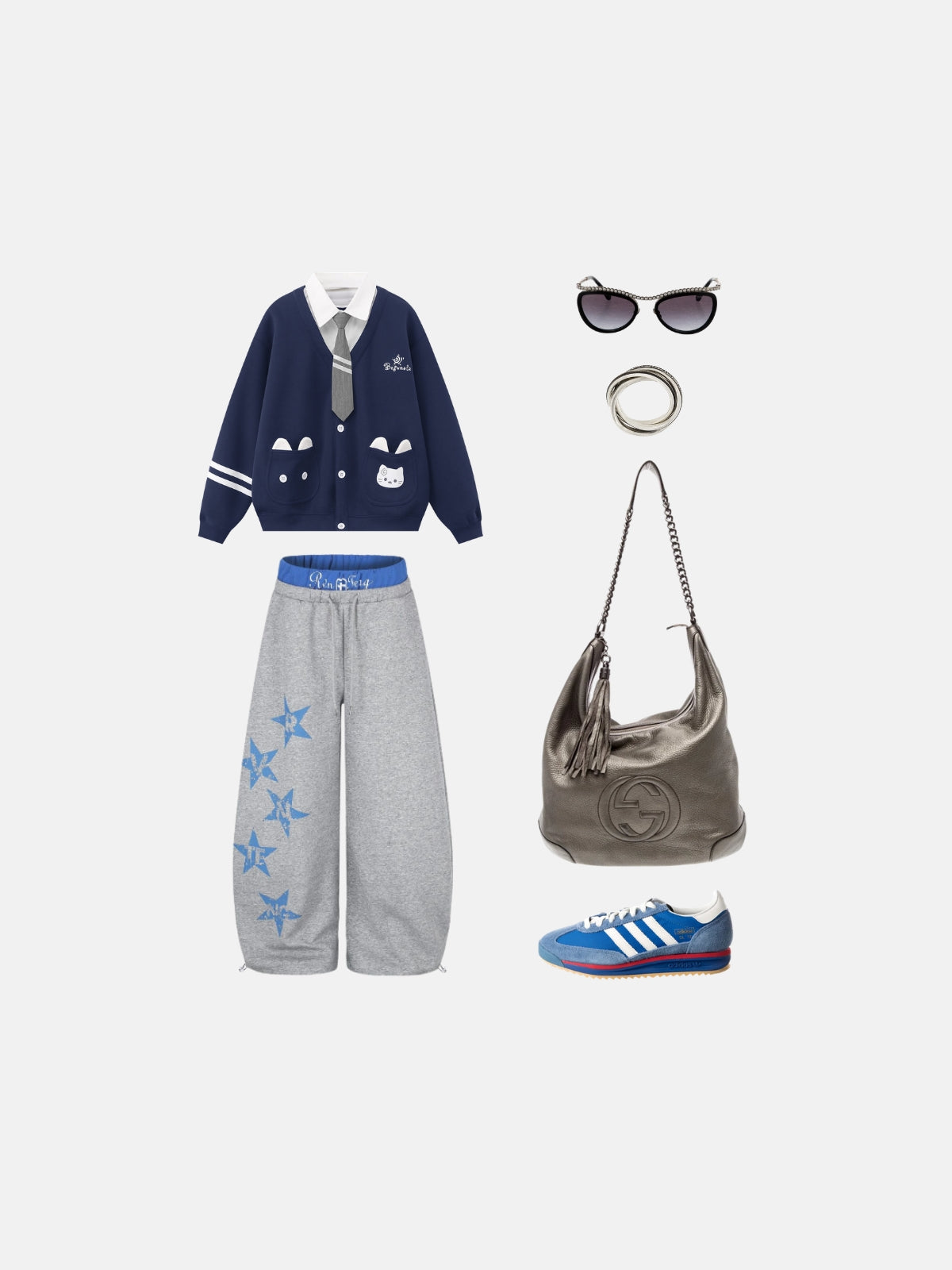 Haaura Cat Ear Tie Neck Cardigan