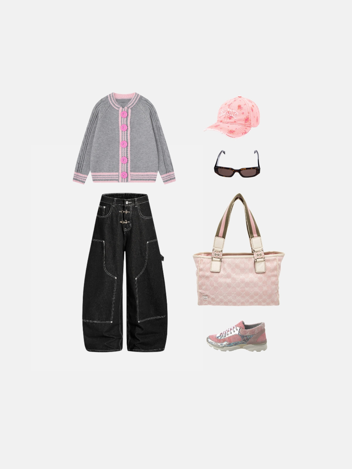Haaura Contrast Stripe Button Up Knit Cardigan