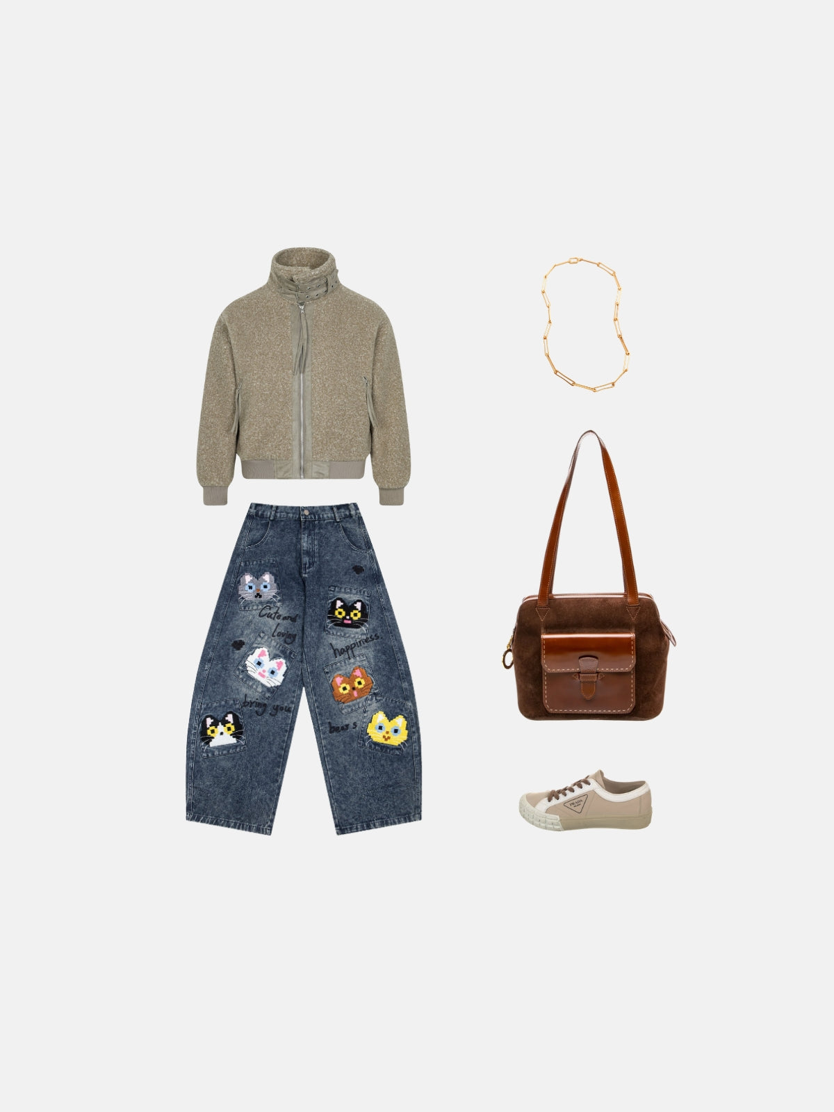 Haaura Boucle Wool Zip Up Bomber Jacket