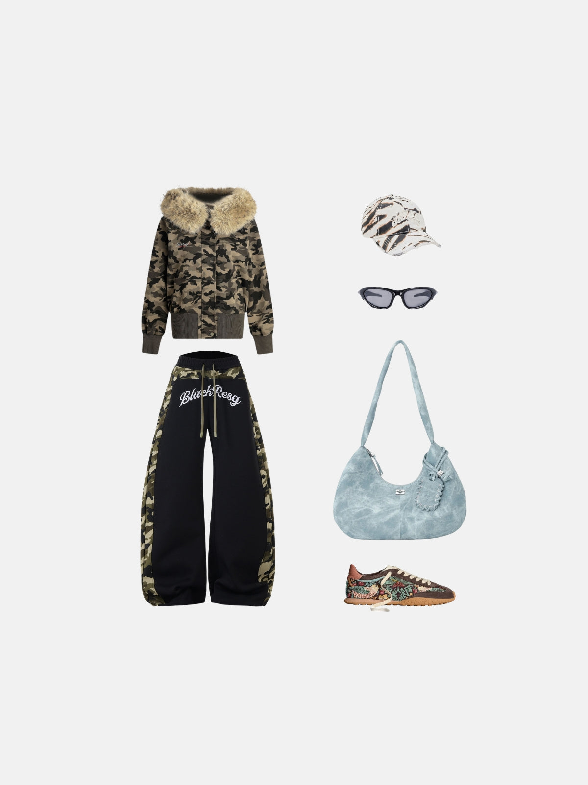 Haaura Camo Panel Baggy Barrel Sweatpants