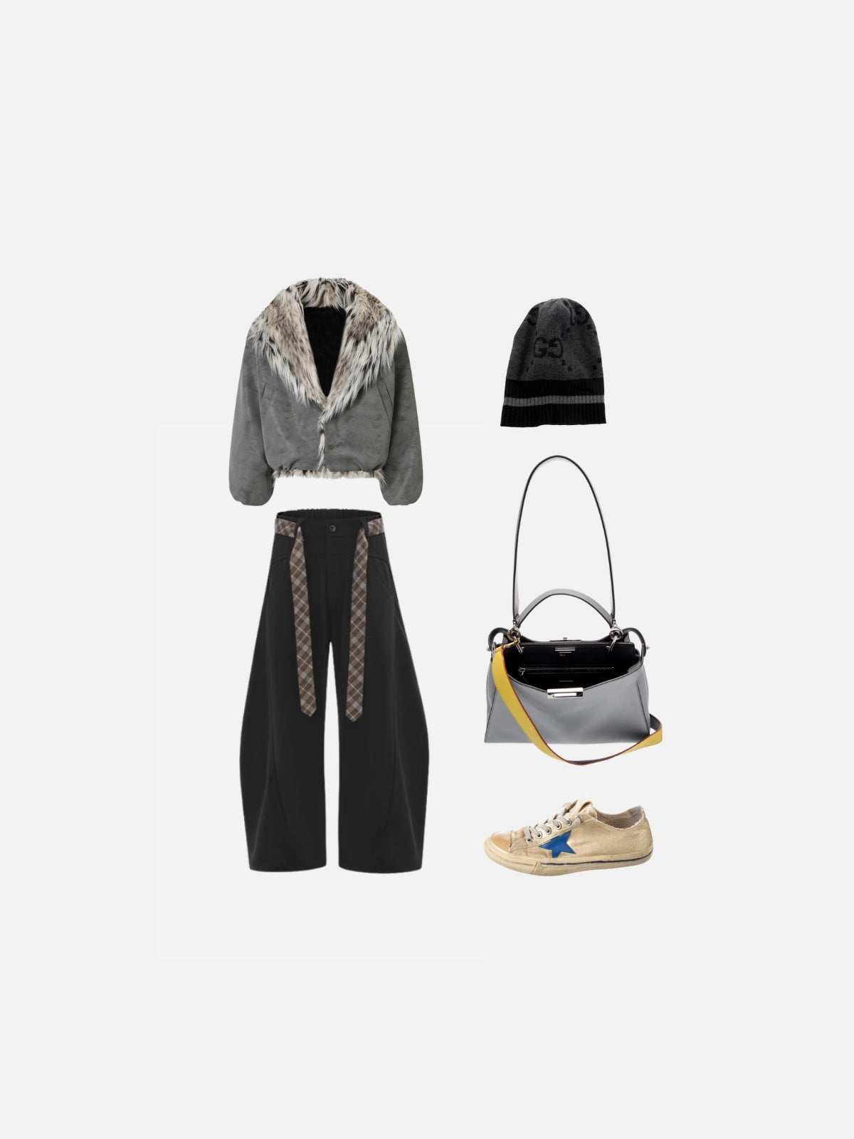 Haaura Suede Faux Fur Collar Coat