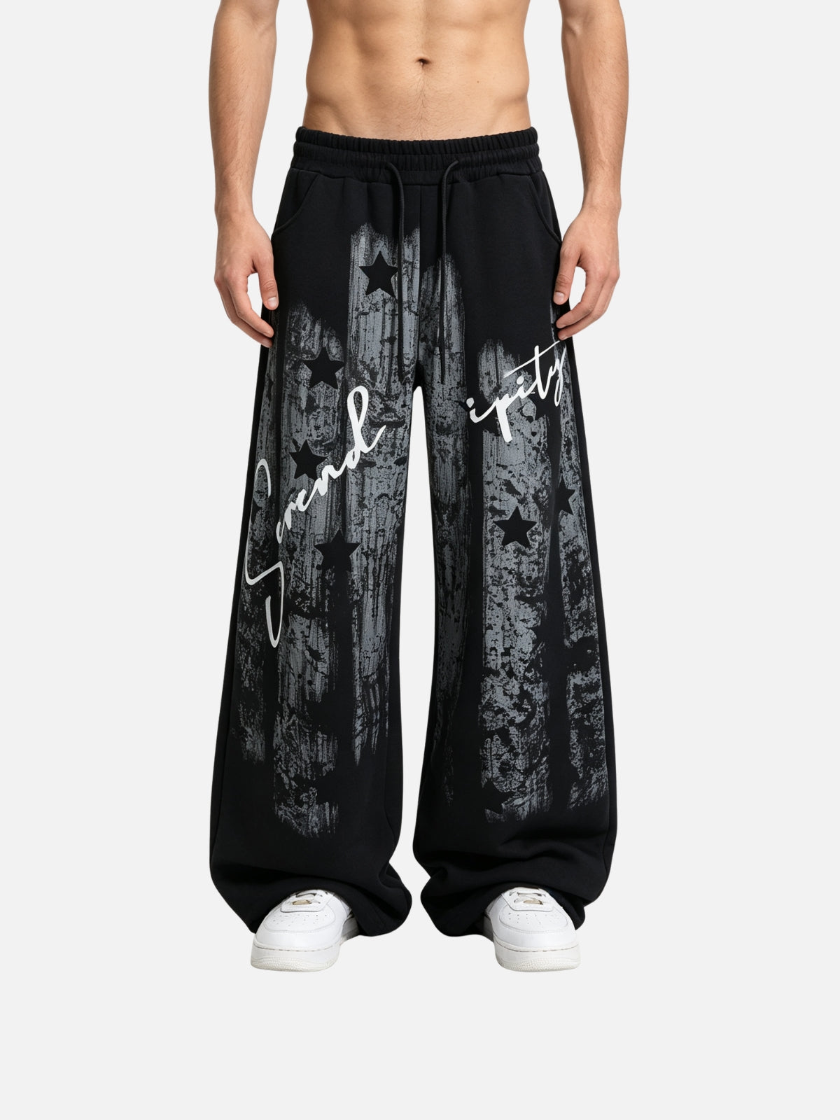 Haaura Distressed Stripe Star Sweatpants