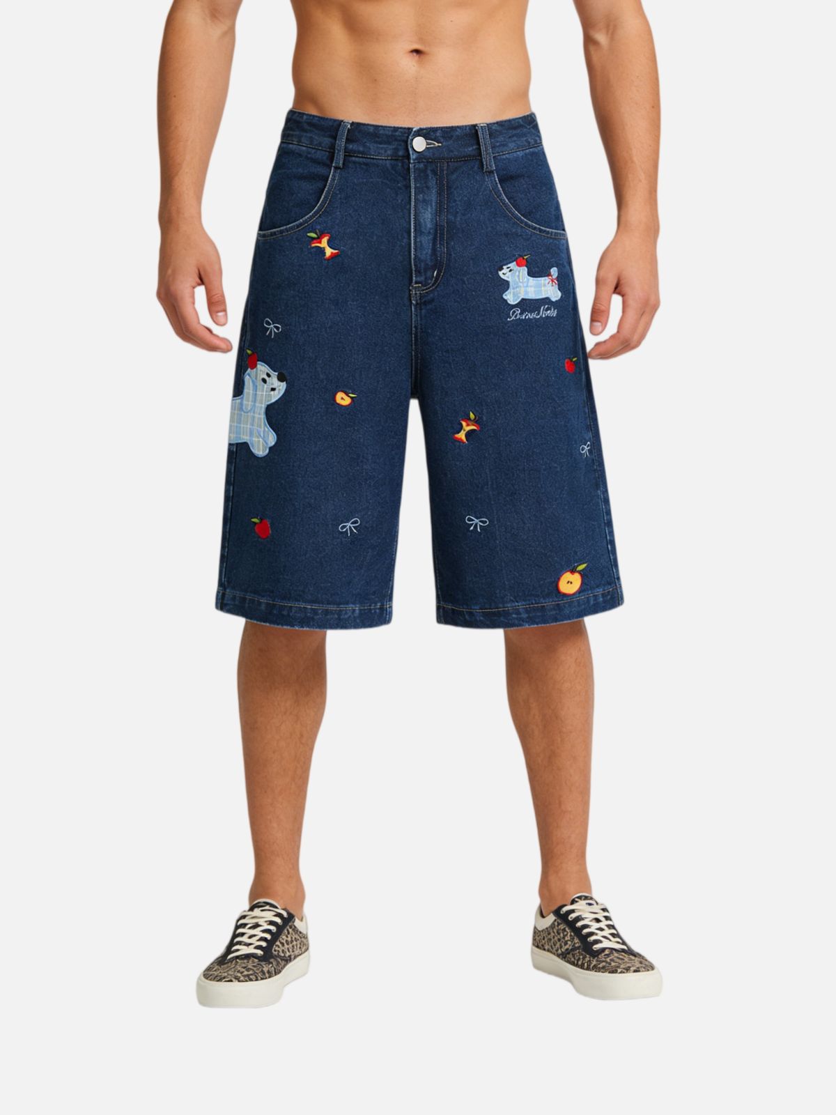 Haaura Dog Embroidery Jorts