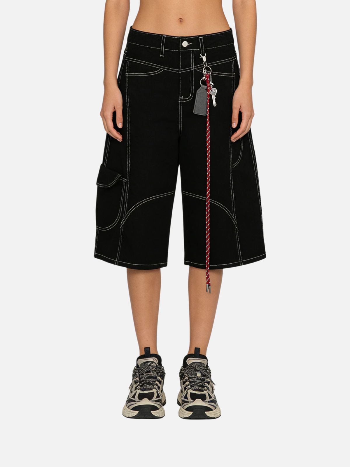 Haaura Key Rope Contrast Stitch Jorts