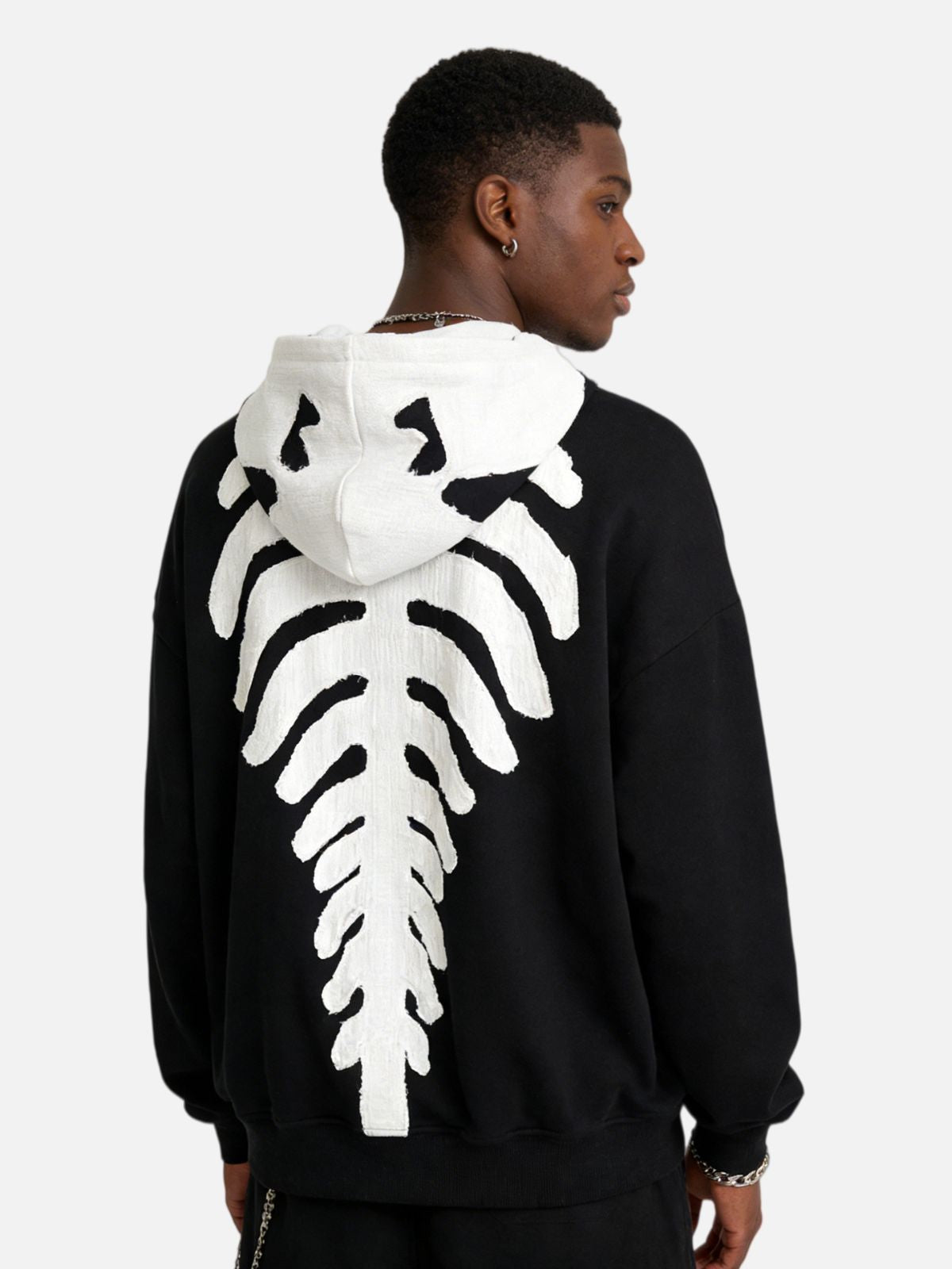 Haaura Boxy Skeleton Patch Zip Up Hoodie