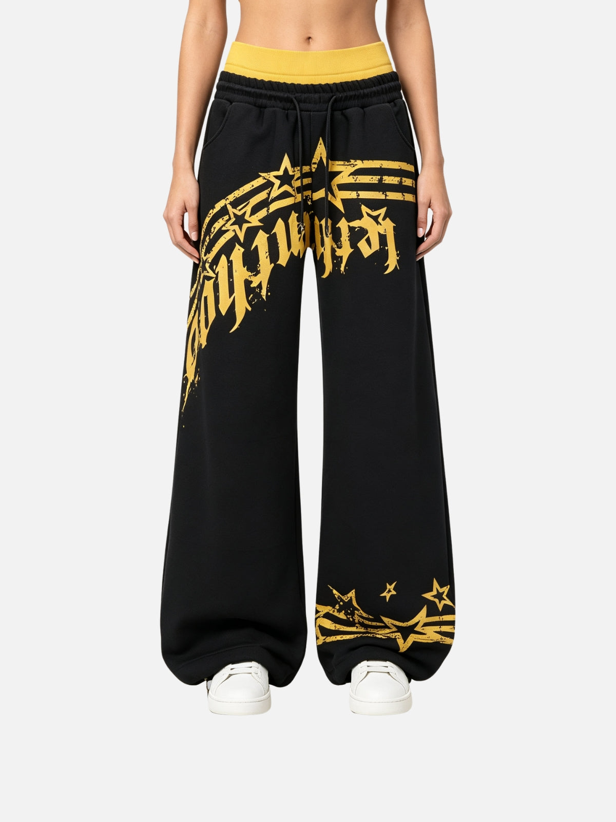 Haaura Contrast Waist Graffiti Star Sweatpants