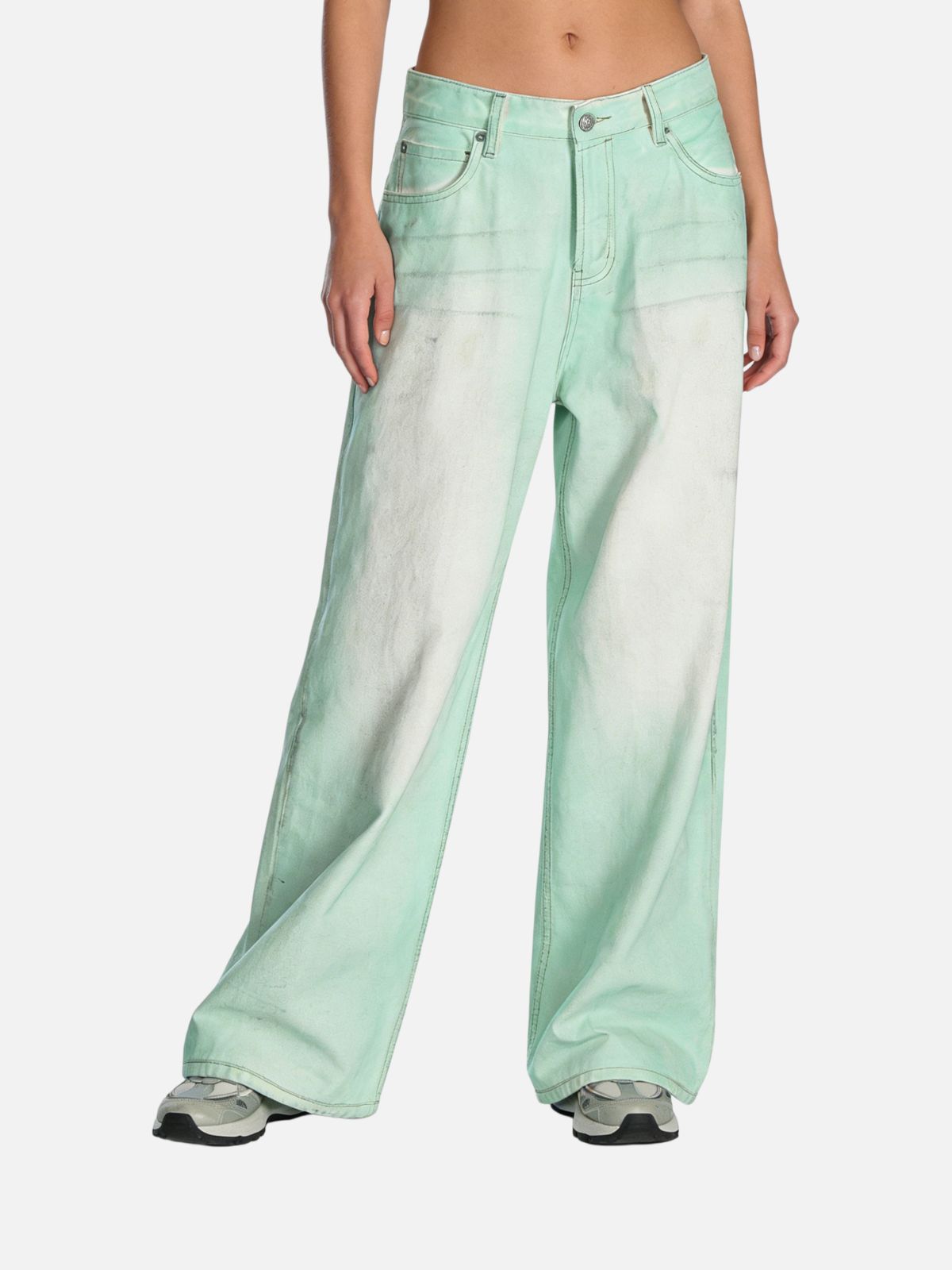 Haaura Light Green Vintage Wash Jeans