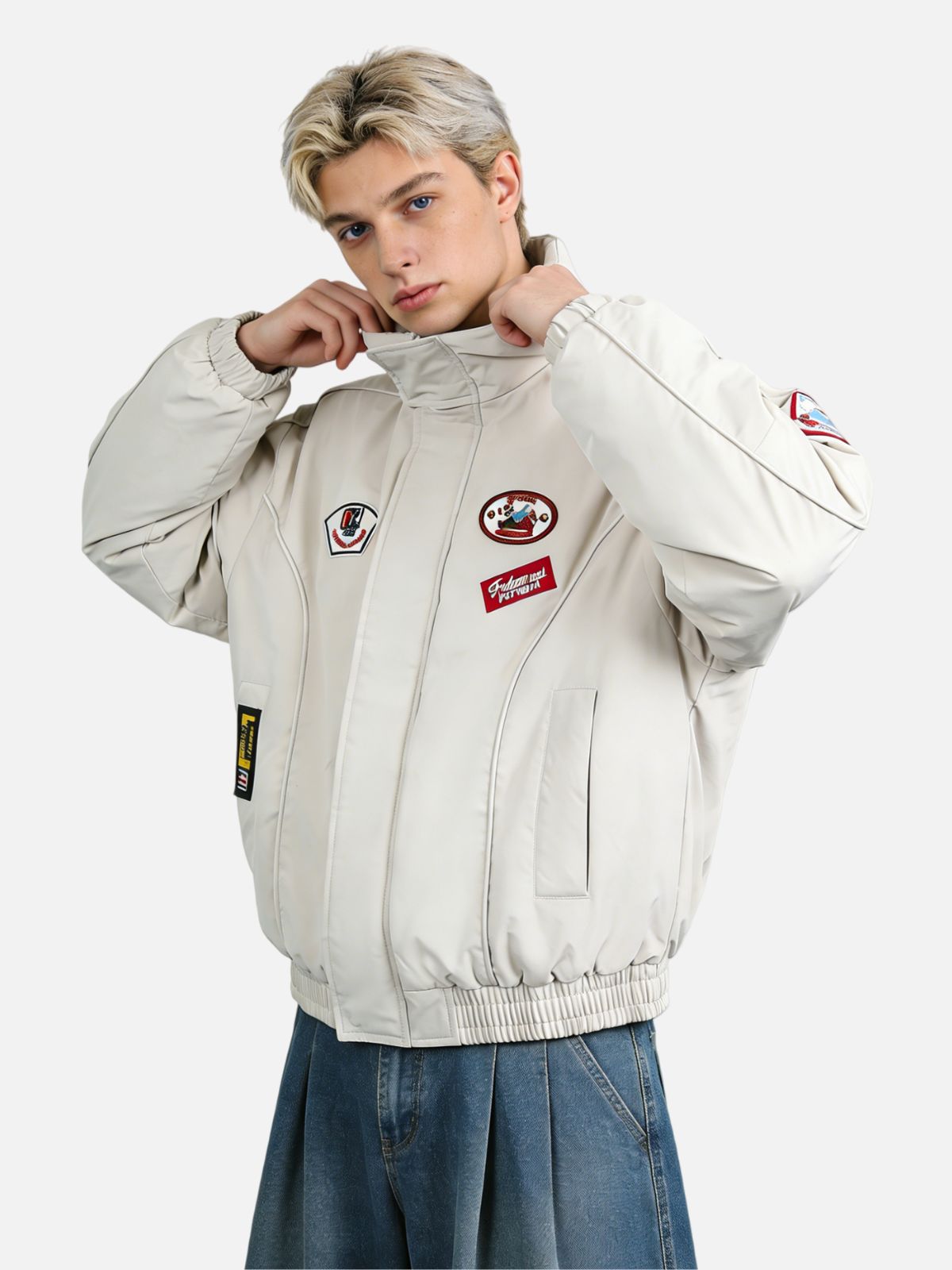 Haaura Stand Collar Patch & Badge Jacket