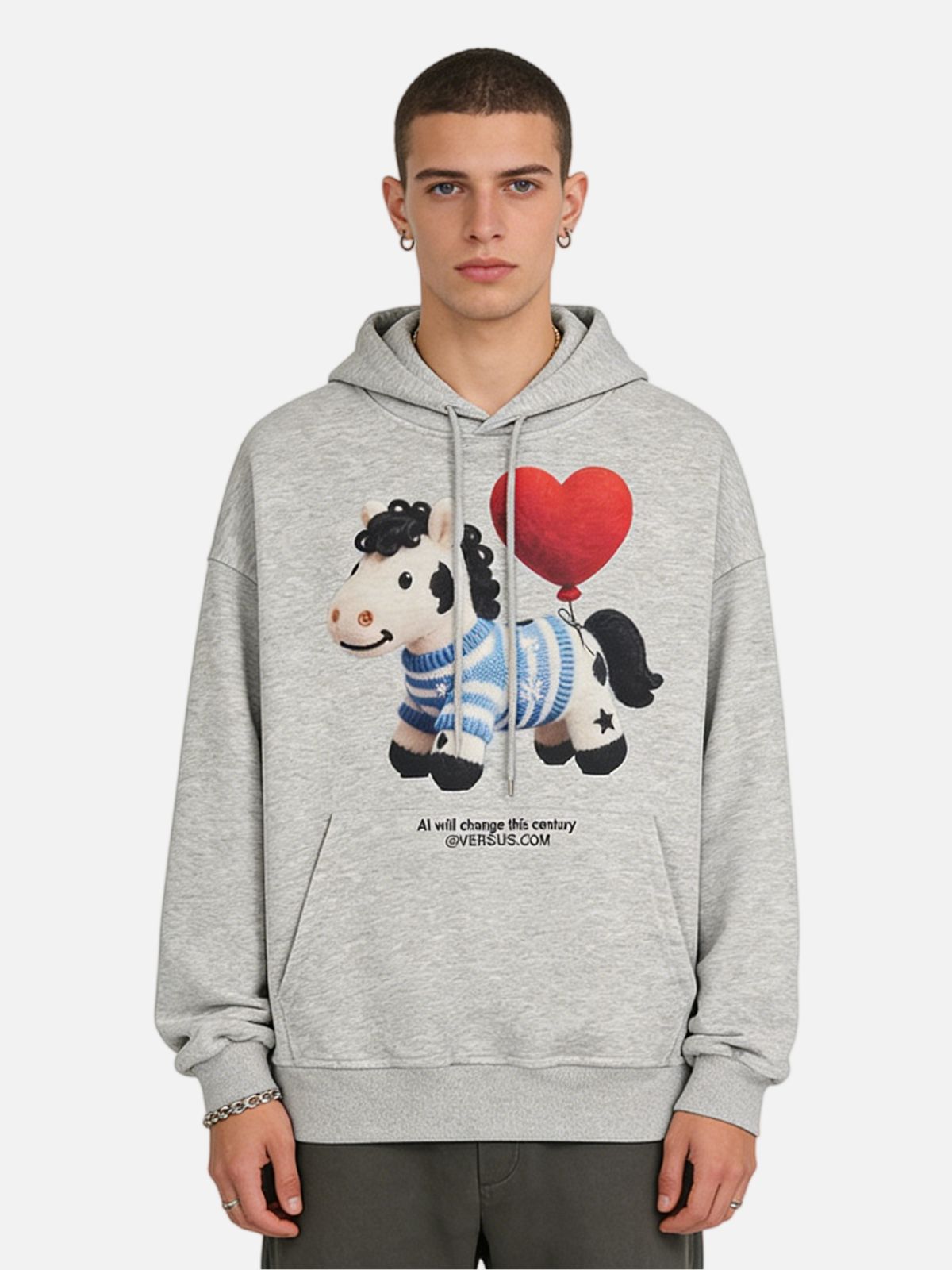 Haaura Pony Graphic Print Pullover Hoodie
