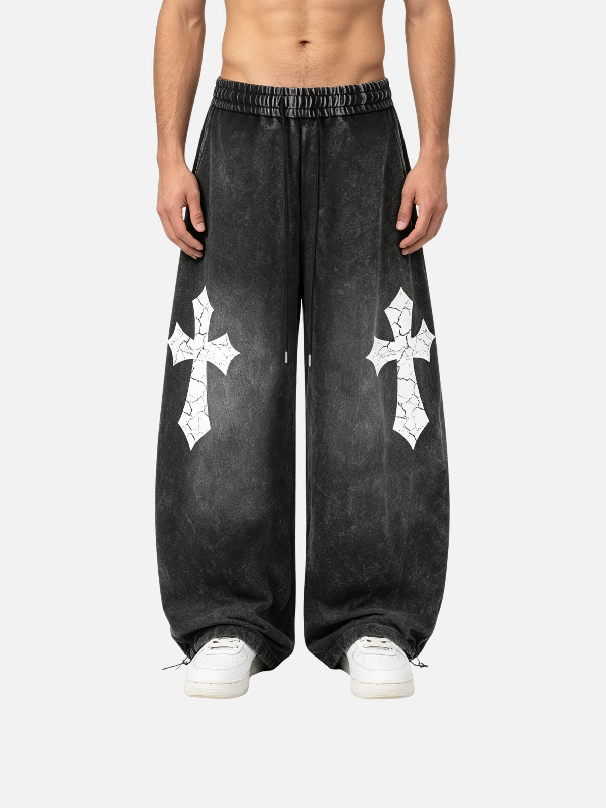 Haaura Washed Cross Graphic Baggy Sweatpants