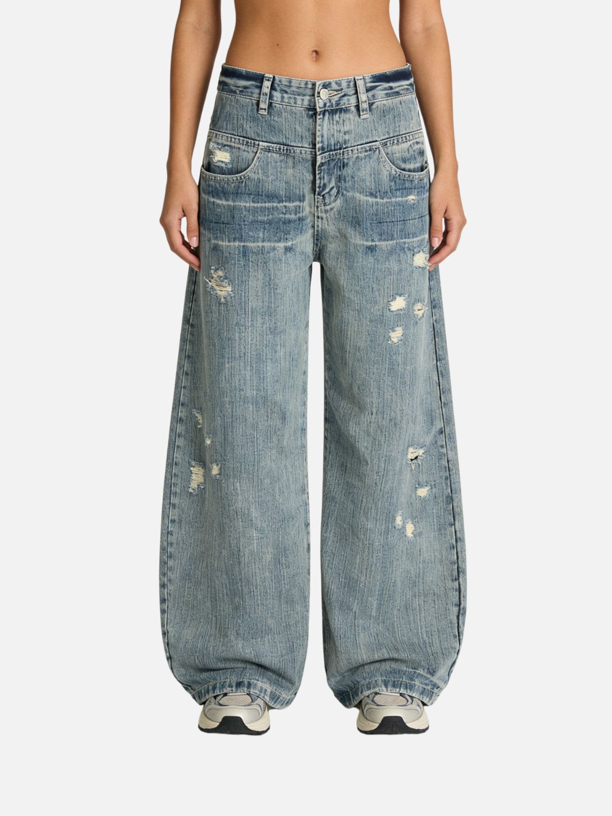 Haaura Trompe L'oeil Baaggy Barrel Jeans