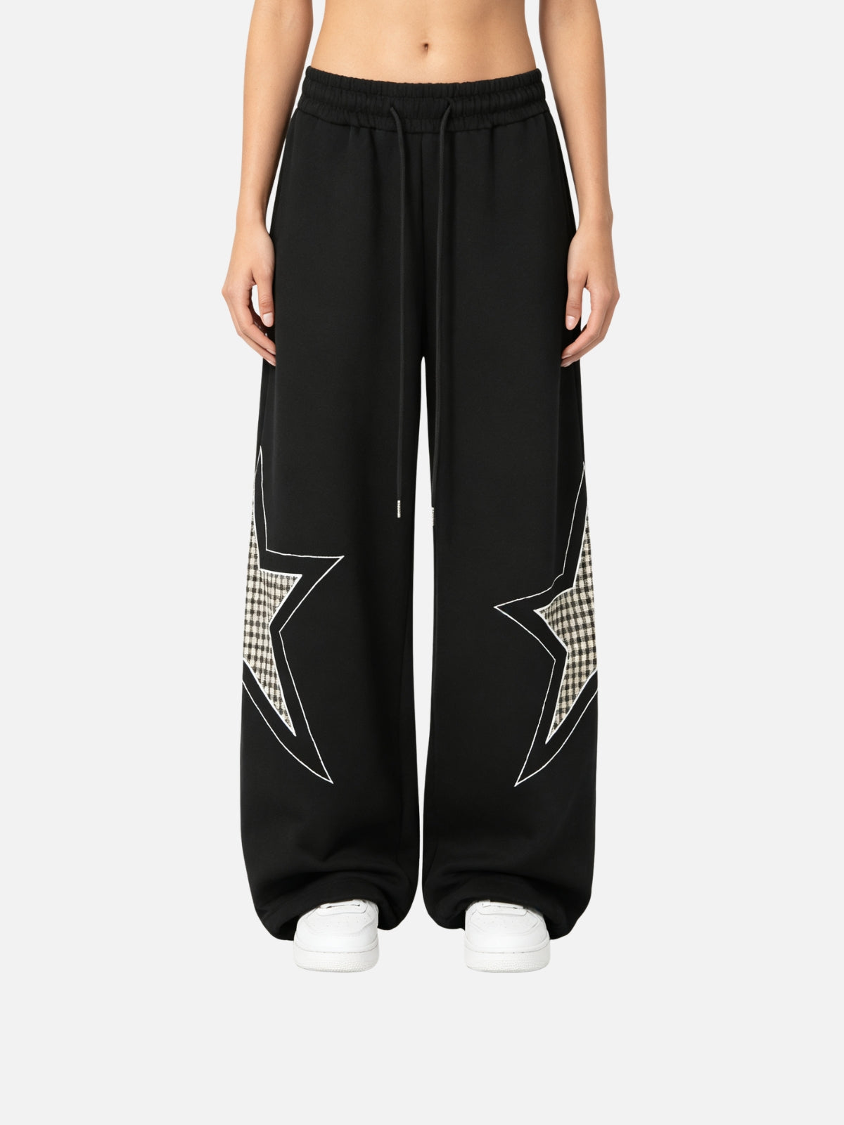 Haaura Plaid Star Patch Sweatpants
