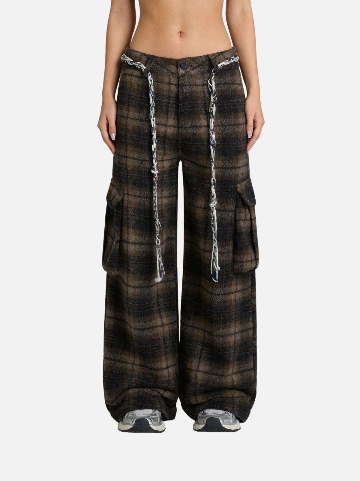 Haaura Plaid Cargo Baggy Pants