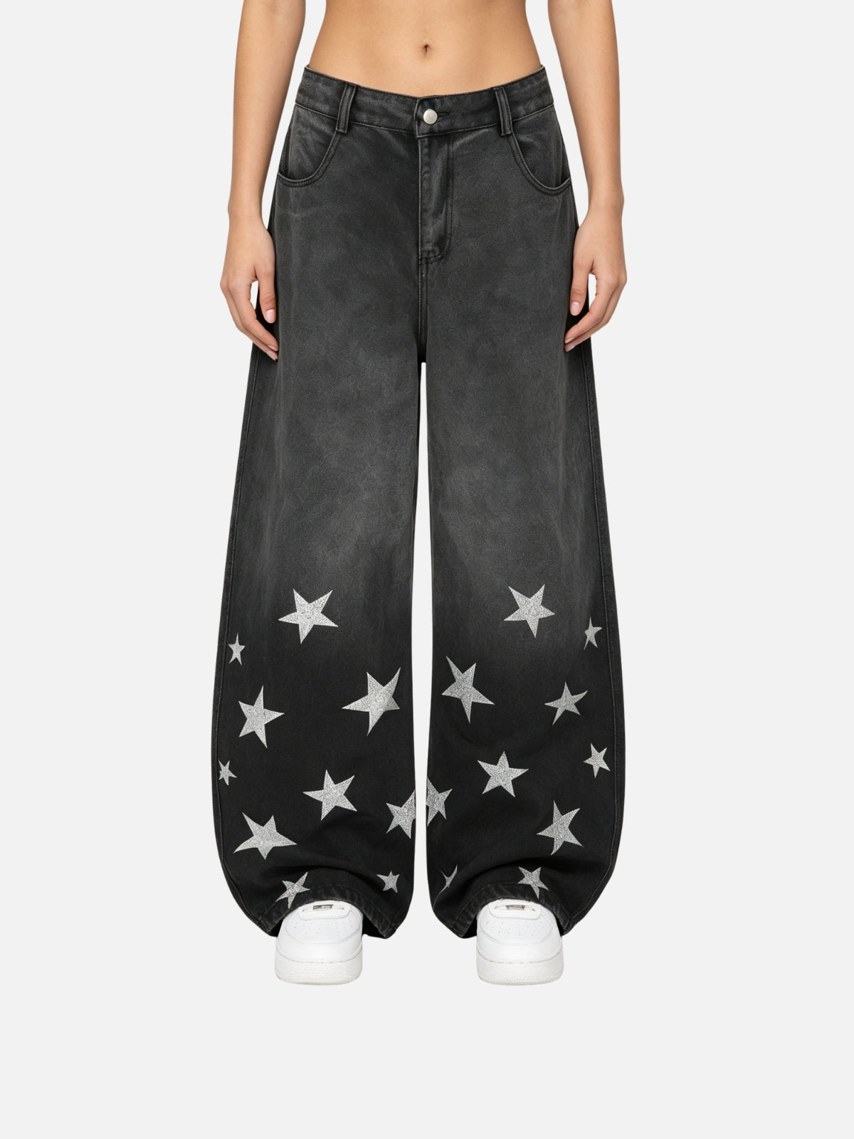Haaura Star Graphic Baggy Barrel Jeans