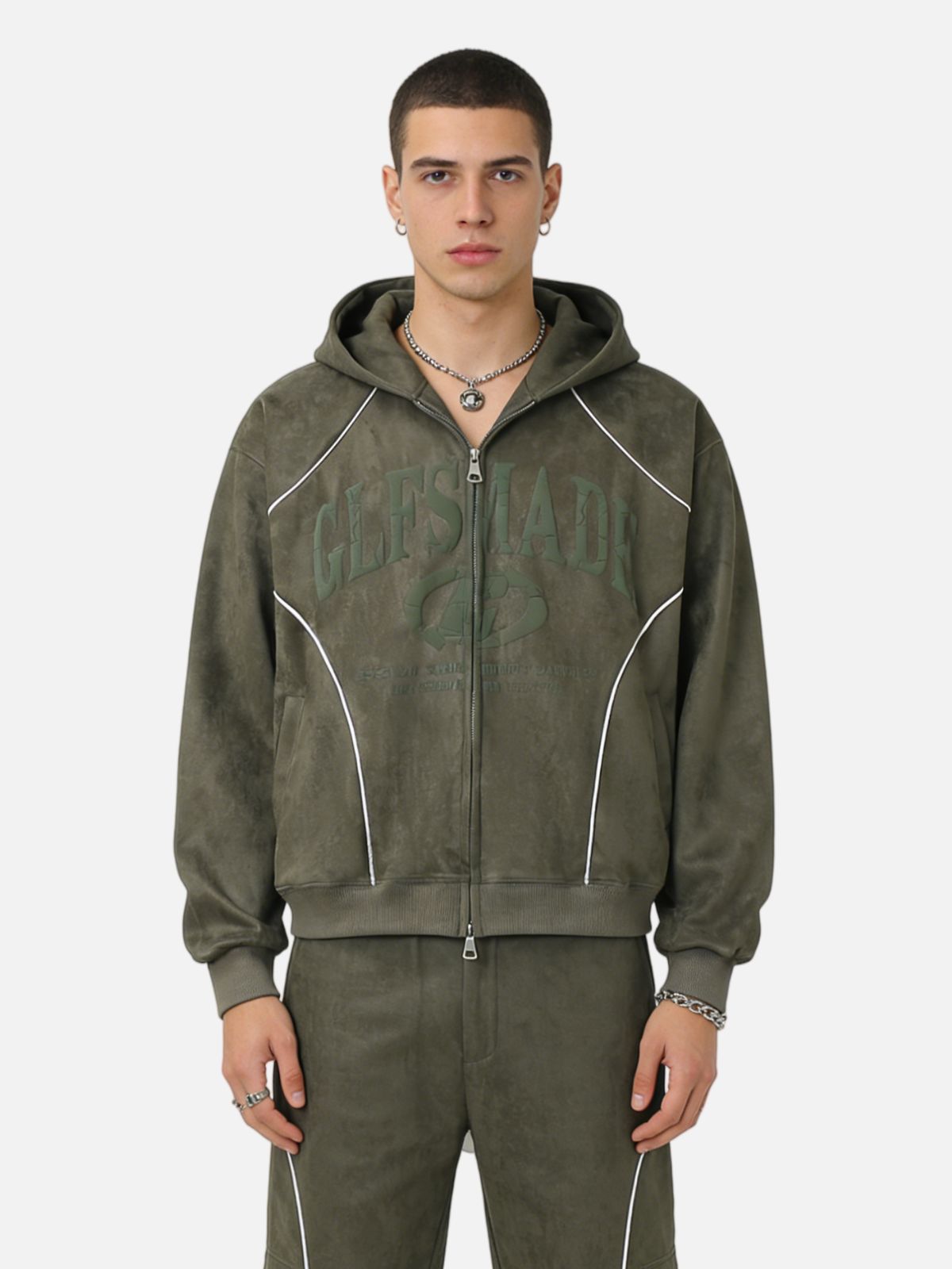 Haaura Suede Hooded Zip Jacket