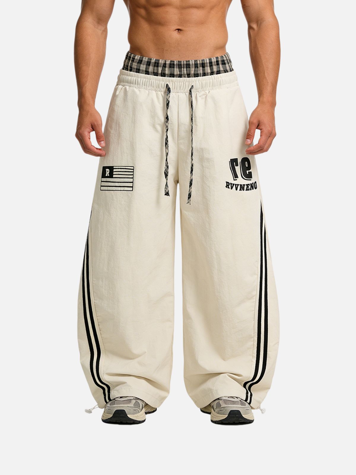 Haaura Patchwork Plaid Jogger Pants