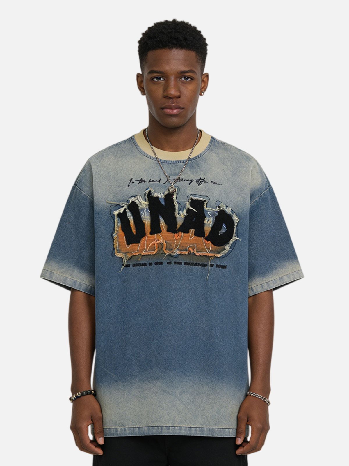 Haaura Distressed Embroidered Vintage Wash Tee