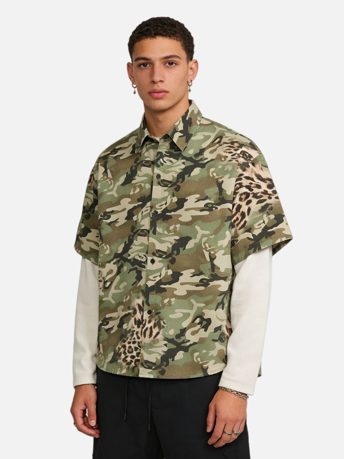 Haaura CAMO Leopard Layered Long Sleeve Shirt