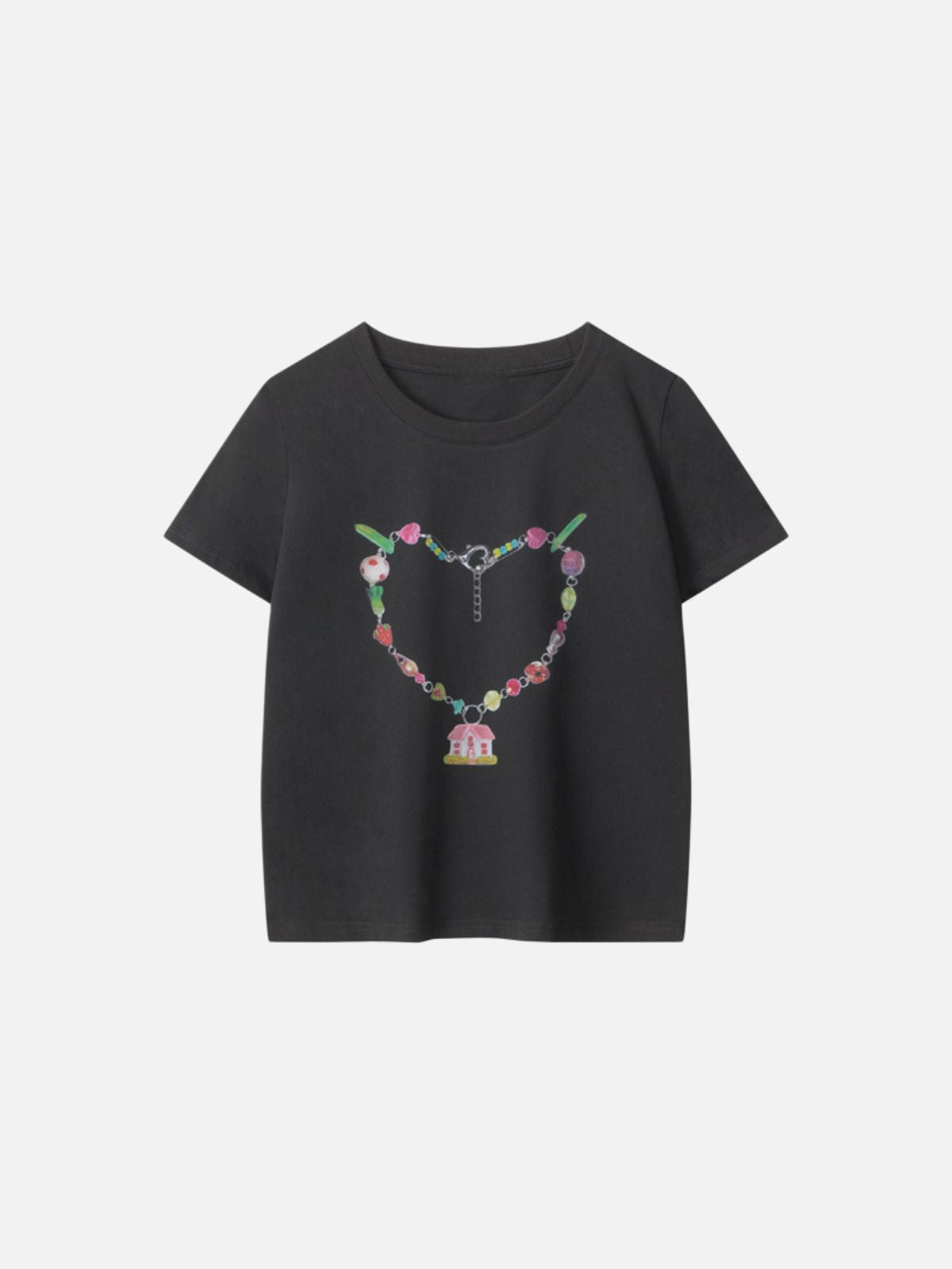 Haaura Arablo Beaded Heart & House Charm Graphic Tee