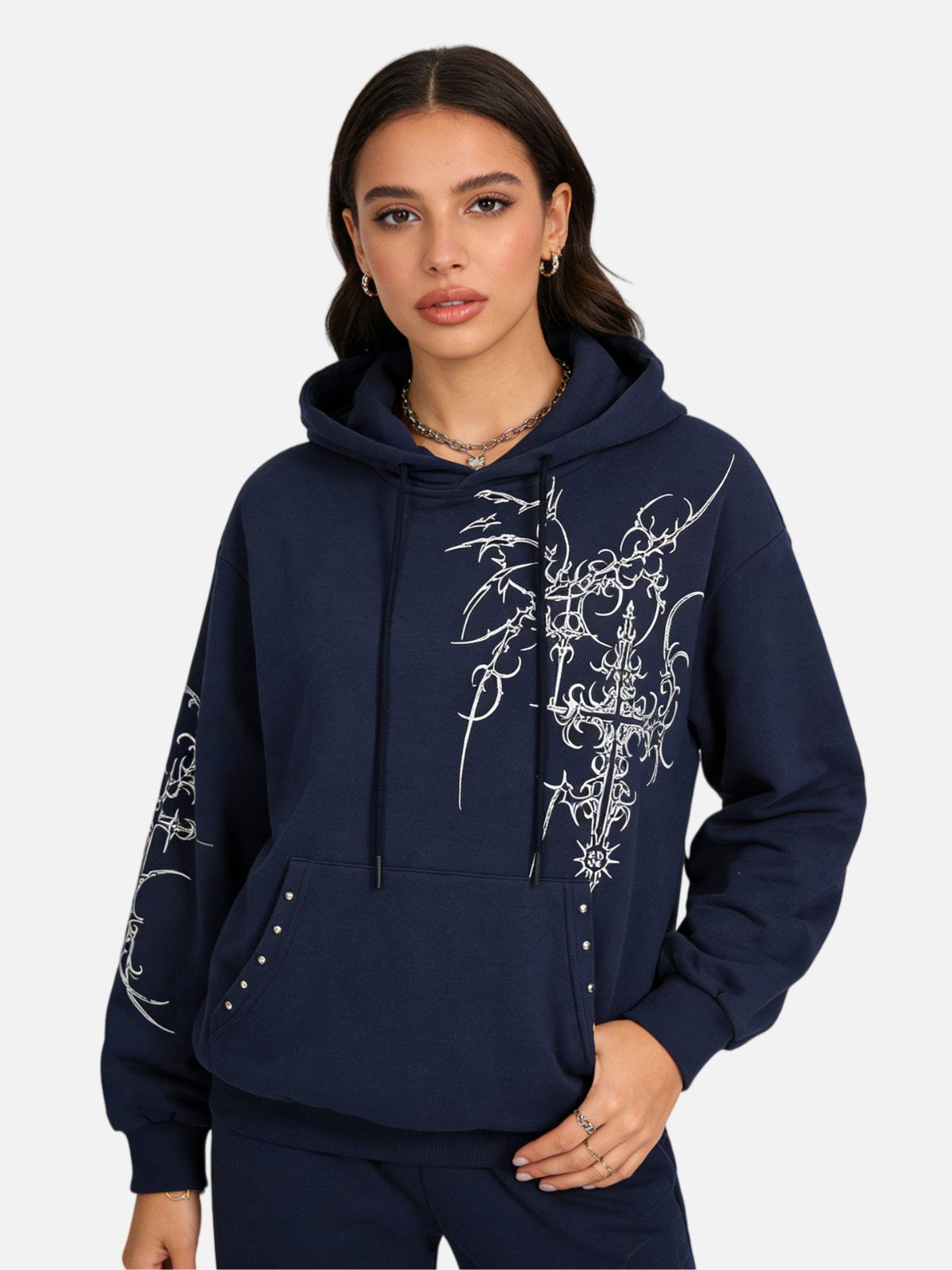 Haaura Boxy Cross Graphic Pullover Hoodie