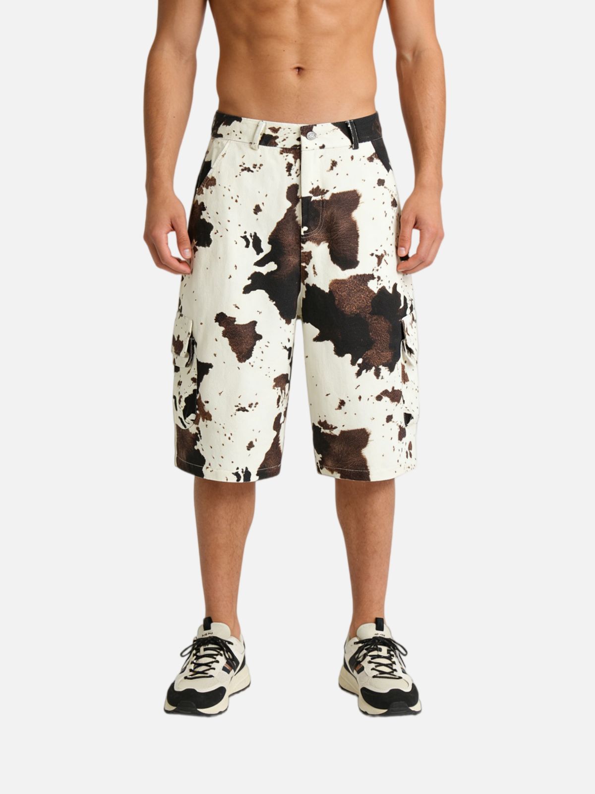 Haaura Cow Pattern Longline Jorts