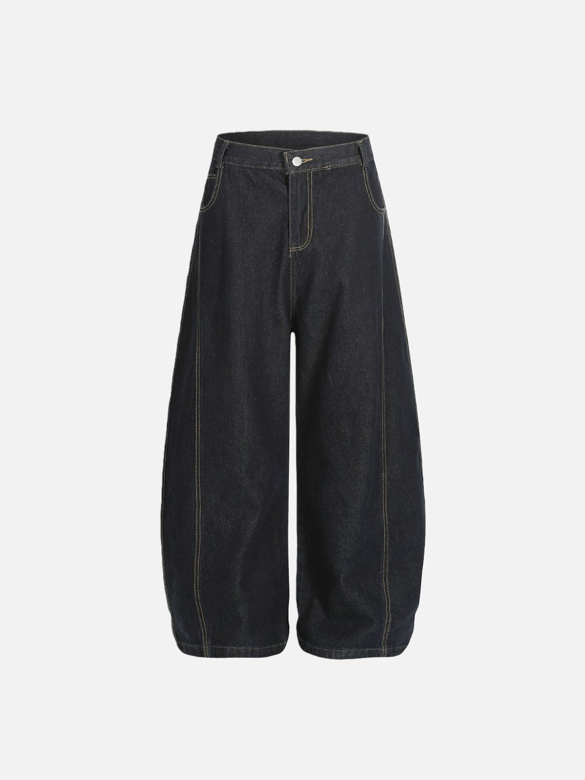 Haaura Contrast Stitch Relaxed Baggy Jeans