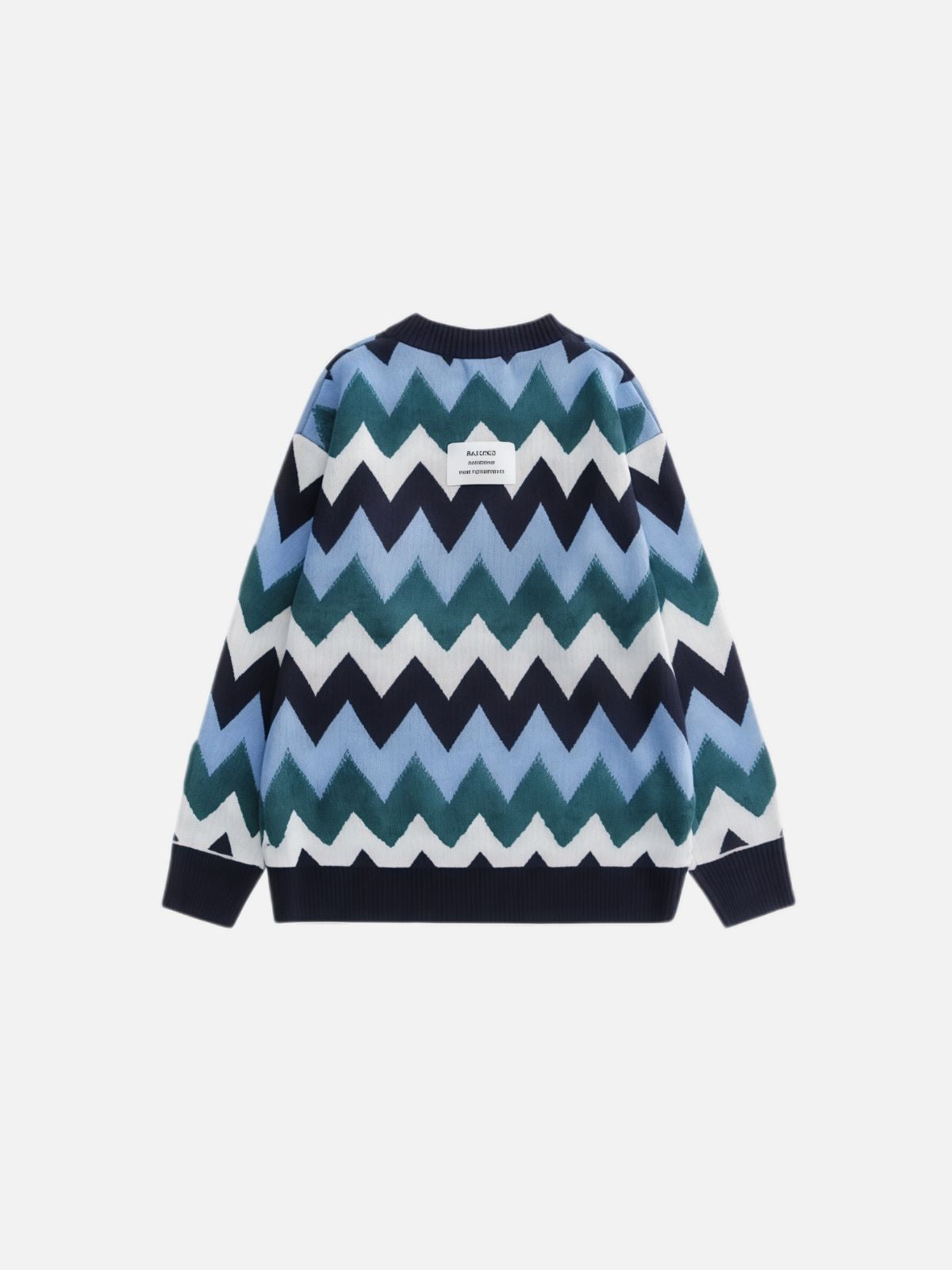 Haaura Geometric Wave Stripe Knit Sweater
