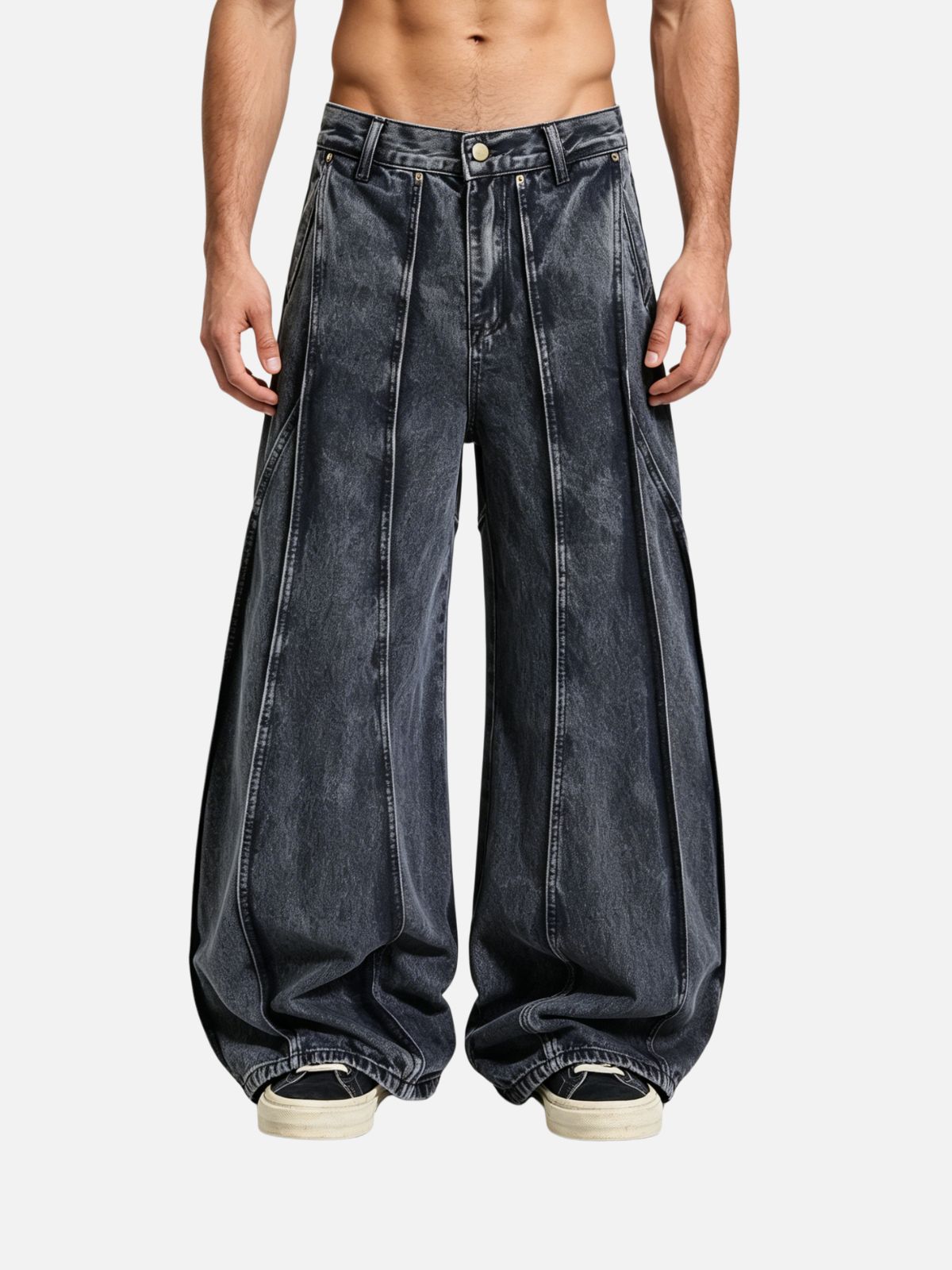 Haaura Pleated Baggy Barrel Jeans