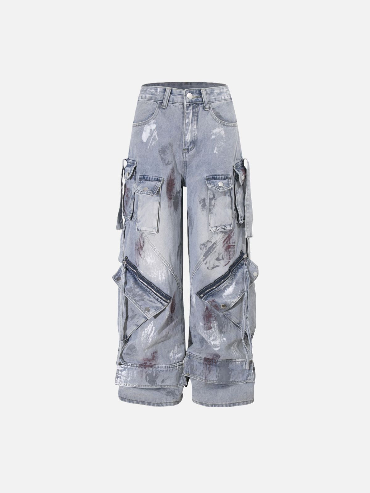 Haaura Multi-Pocket Splatter Super Baggy Jeans