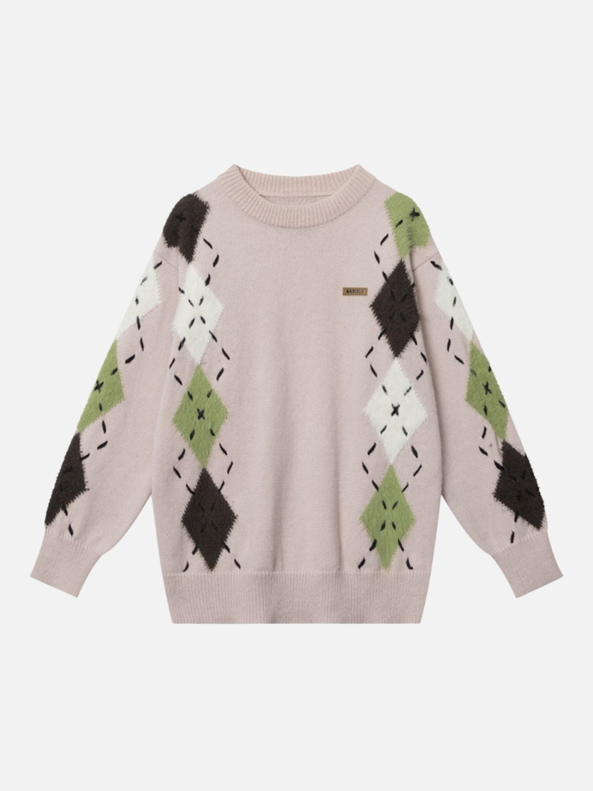 Haaura Geometric Diamond Sleeve Knit Sweater