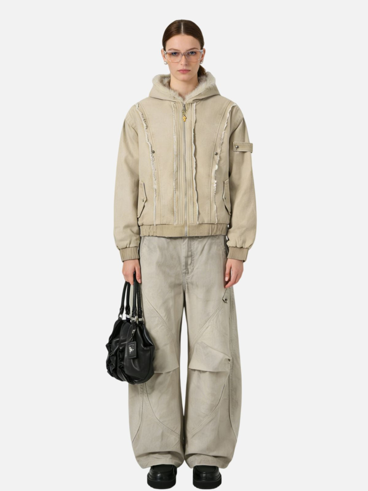 Haaura Fur-Trim Hooded Zip-Up Jacket