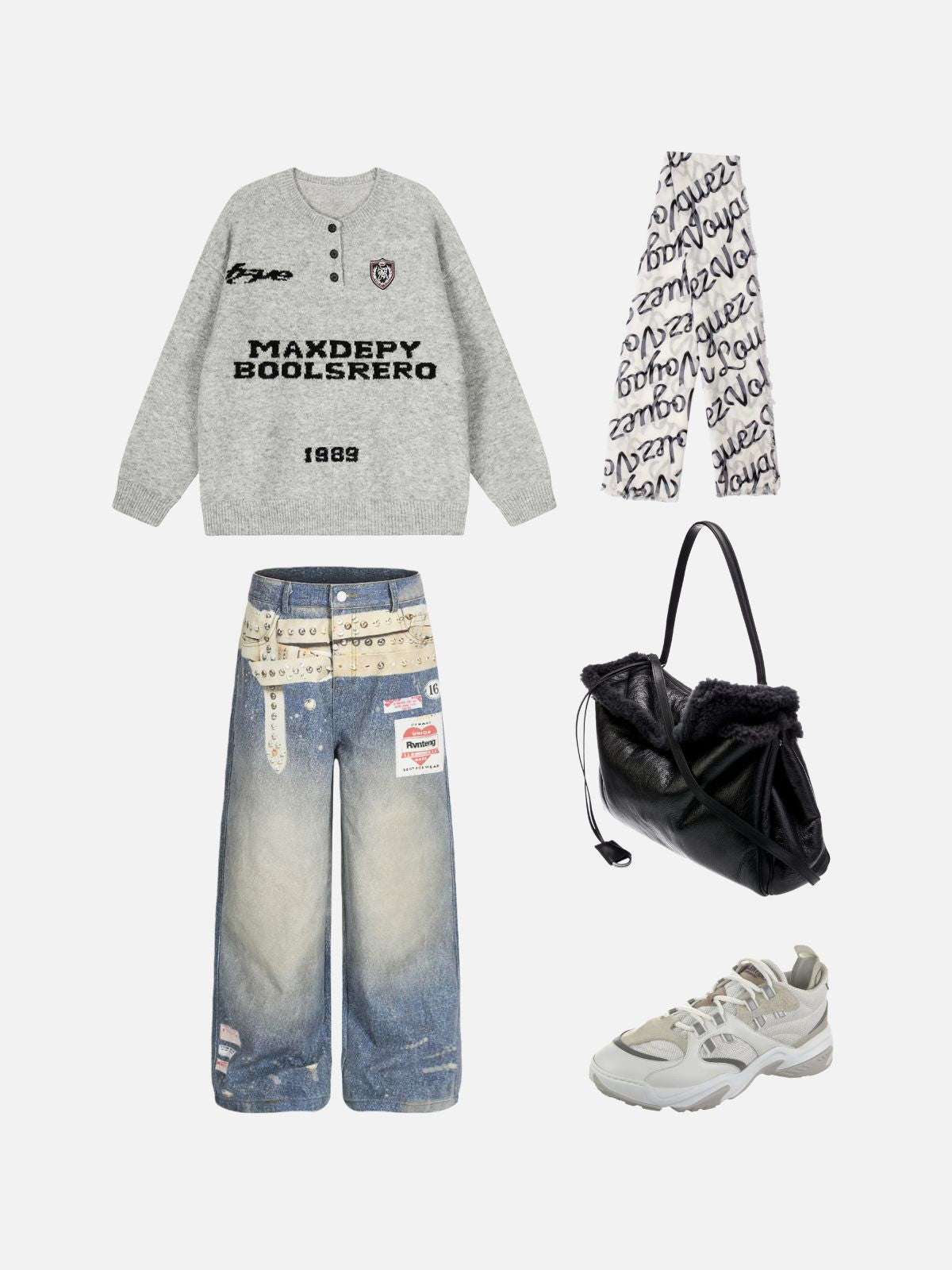 Haaura MAXDEPY Text & Emblem Knit Sweater