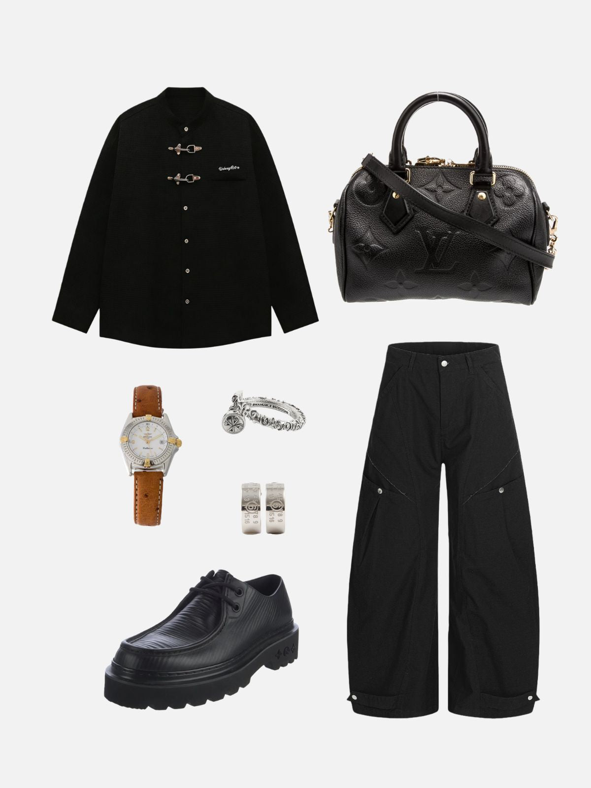 Haaura Metal Accent Mandarin Collar Shirt