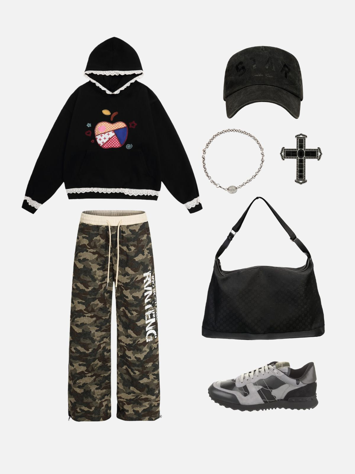 Haaura Text-Print Camouflage Cargo Pants