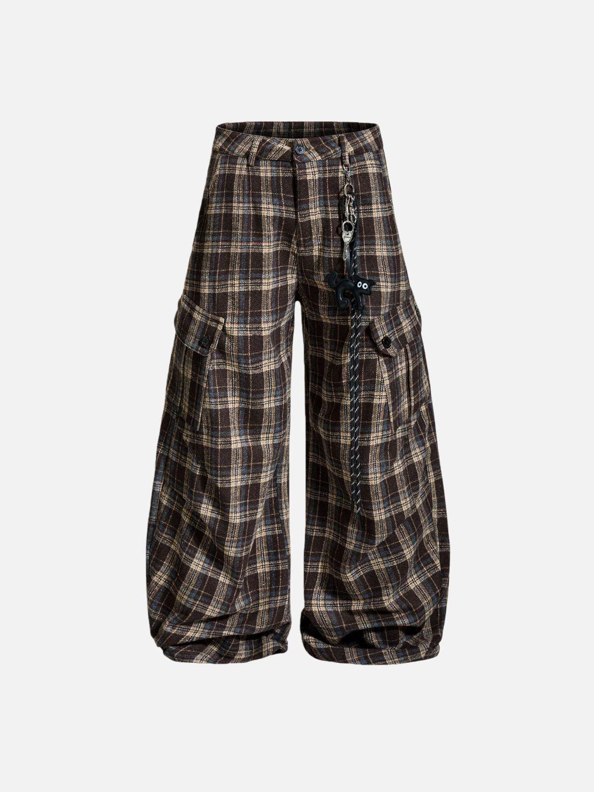 Pantalon super ample à carreaux Haaura avec breloque chaton 