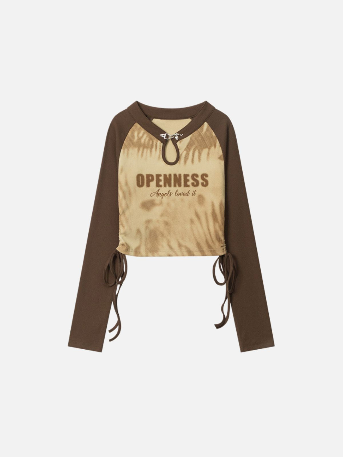 Haaura Metal Ring & Tie-Dye Drawstring Top