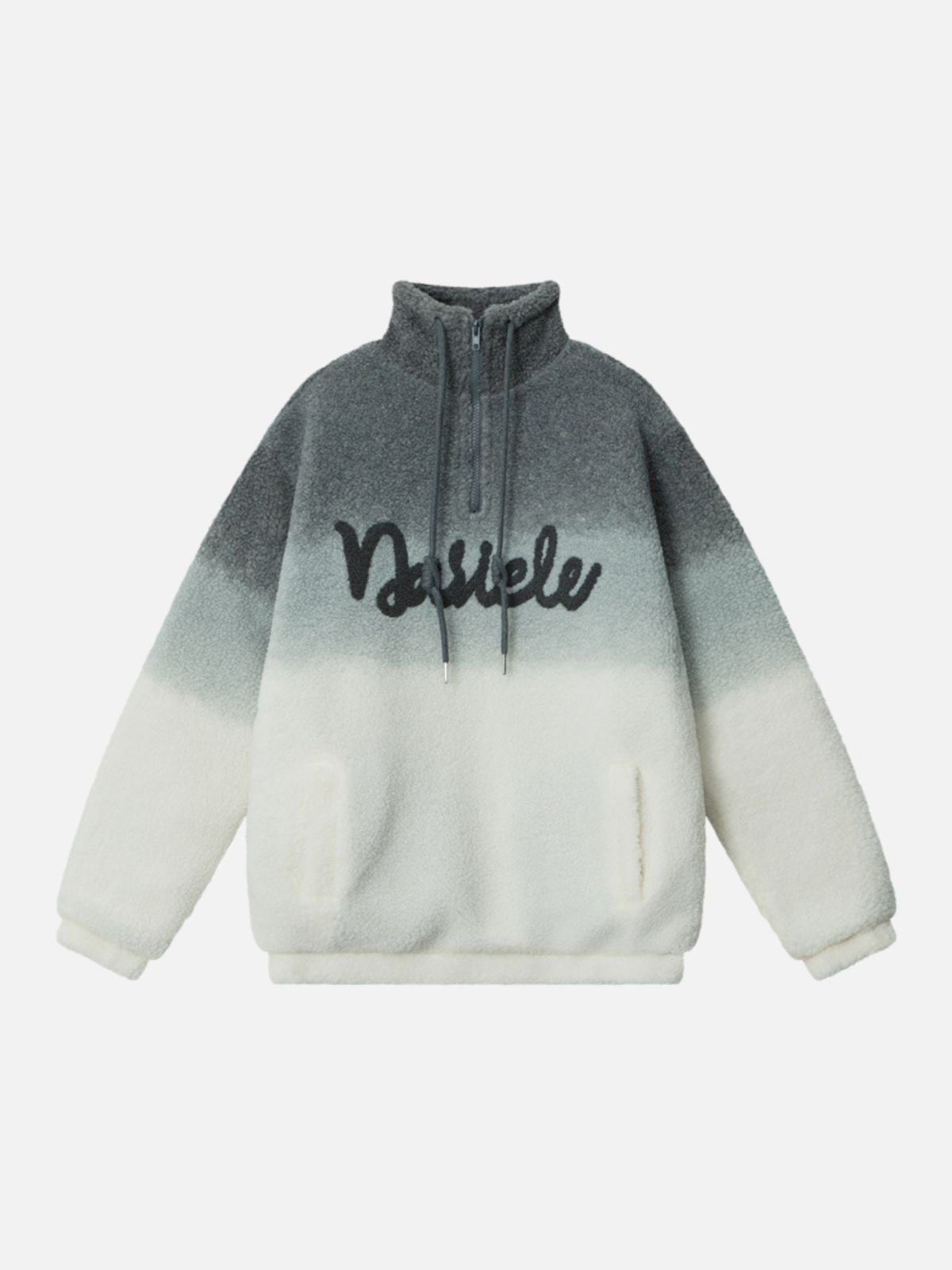 Haaura Gradient Fleece Lettering Half-Zip Hoodie