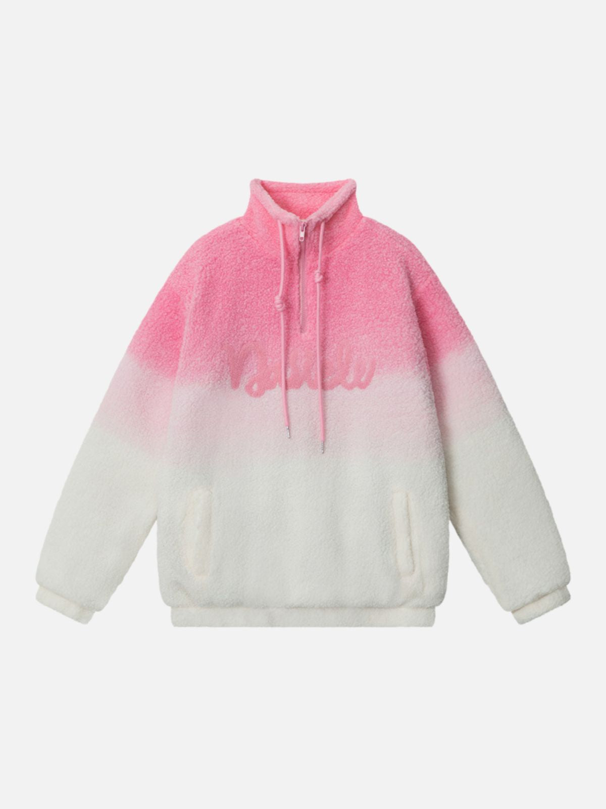 Haaura Gradient Fleece Lettering Half-Zip Hoodie