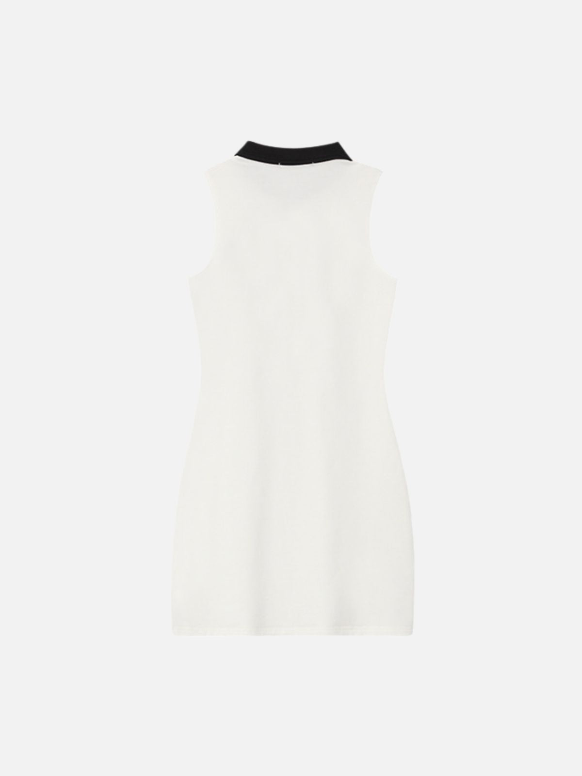 Haaura Contrast Trim Polo Collar Embroidered Crest Dress