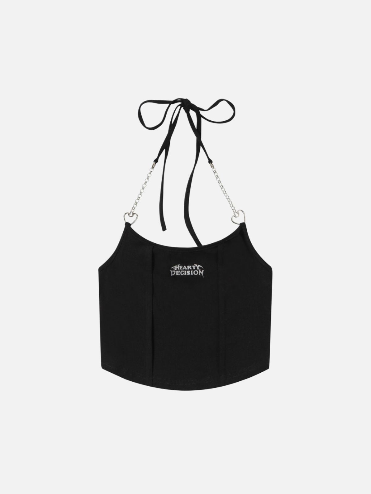 Haaura Metal Chain & Heart Ring Halter Top