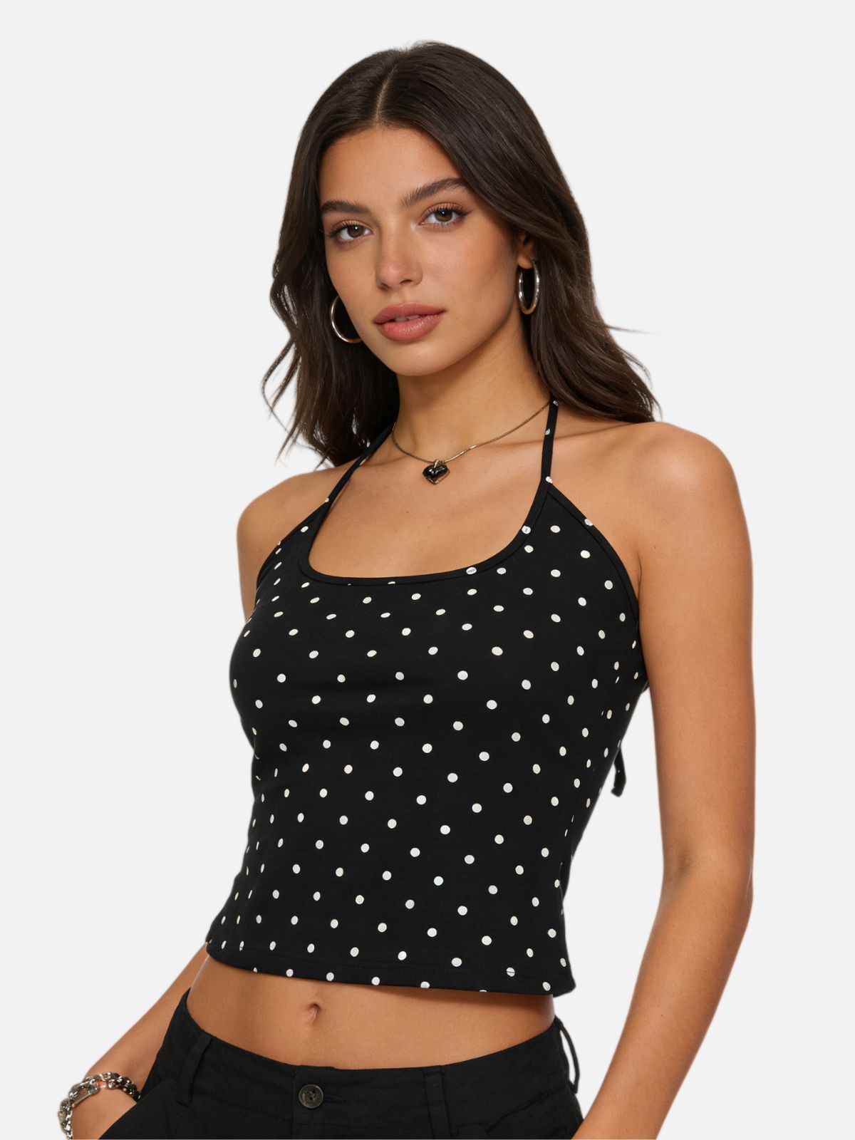 Haaura Polka Dot Halter Cami Top