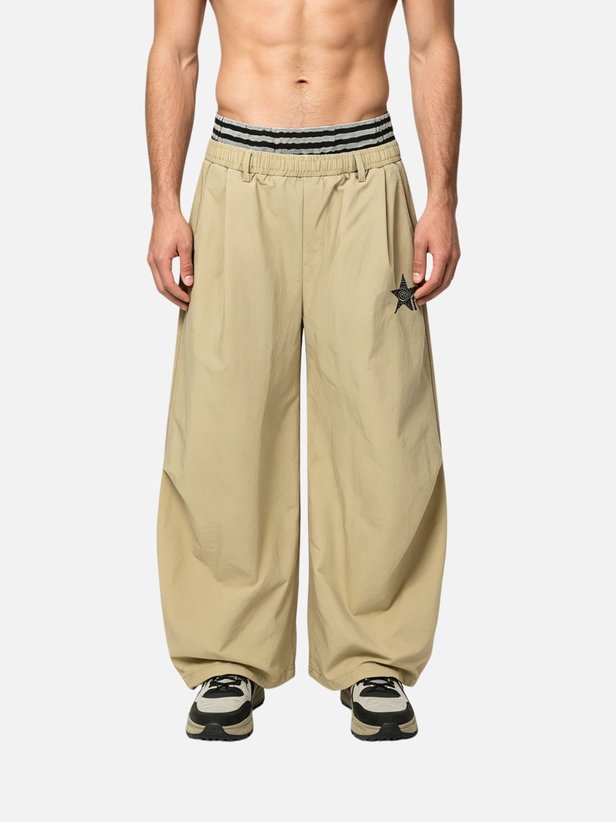 Haaura Star & Striped Drawstring Waist Baggy Pants