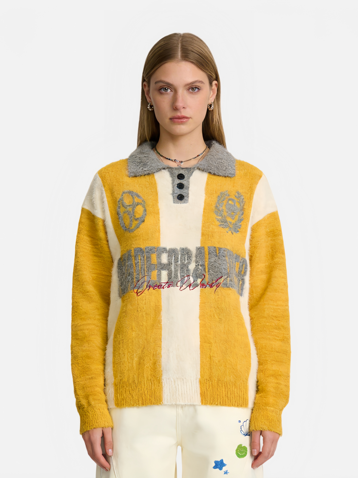 Haaura “MadeforAmder” Color-Block Polo Sweater